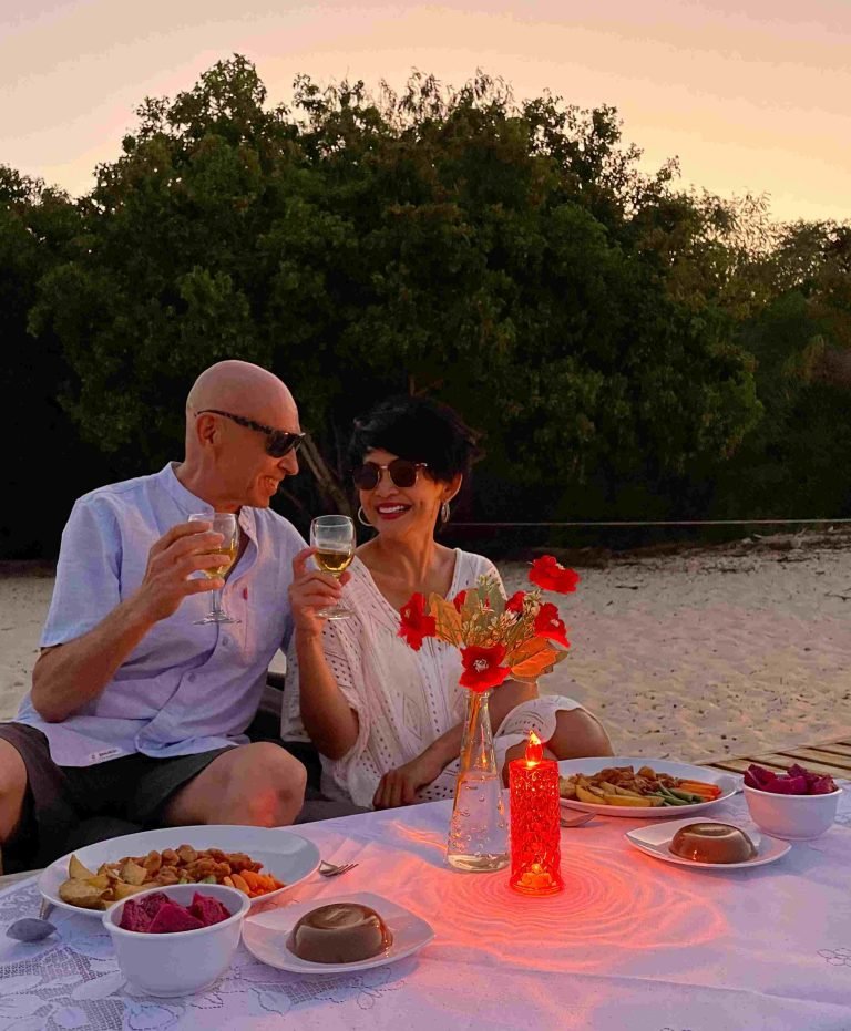sunset dinner on beach experience with Ina’s Kitchen and Tours in Labuan Bajo