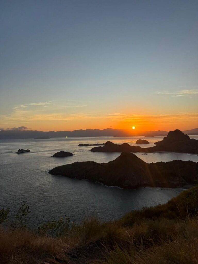 Labuan Bajo Luxury Cruise Sunset view over Komodo Island and surrounding ocean