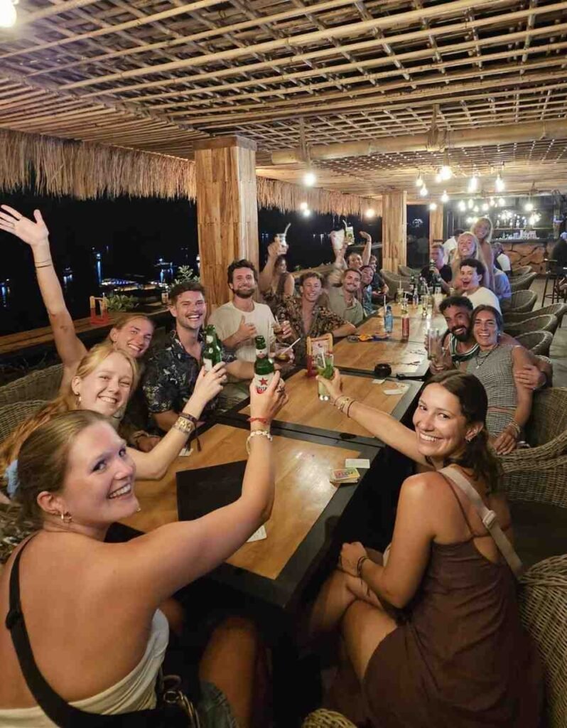 Luxury outdoor dinner setup on a Komodo cruise boat