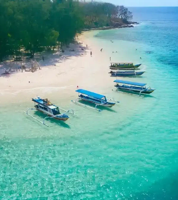 Beautiful tropical coastline and turquoise ocean view in Lombok Indonesia