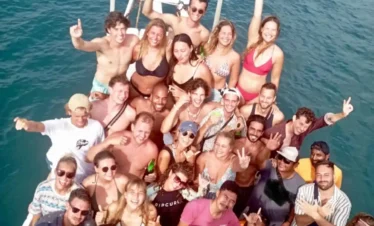 Group of travelers enjoying a luxury Komodo liveaboard cruise